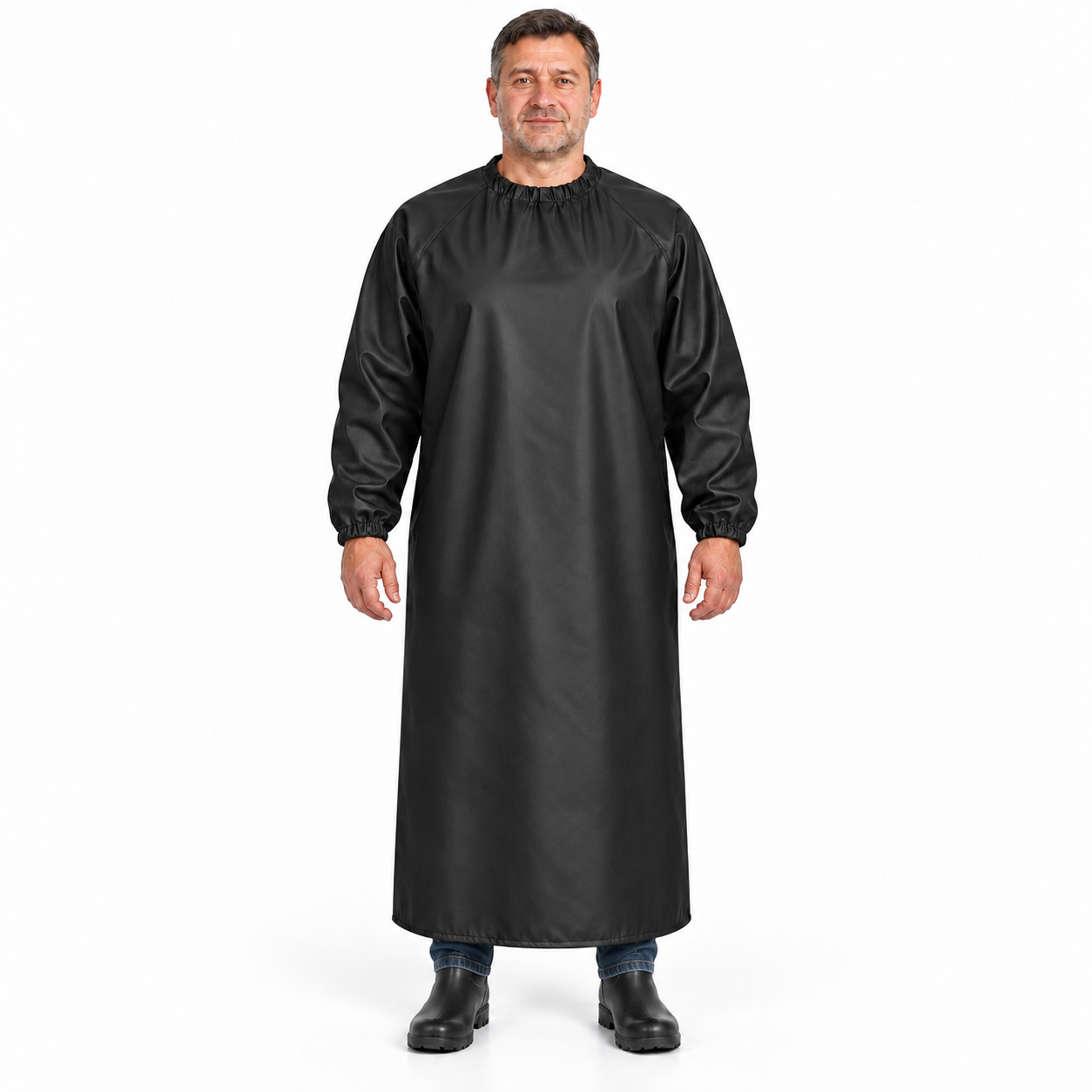 Фартук влагозащитный с рукавами без карманов (Oxford 900D PU 5000, Черный)