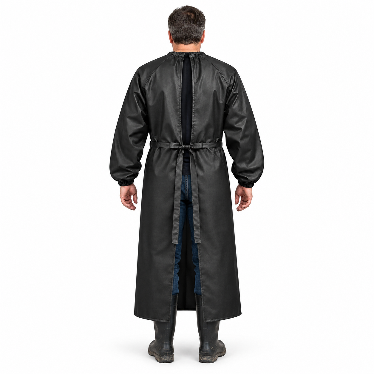 Фартук влагозащитный с рукавами с нагрудным карманом (Oxford 900D PU 5000, Черный)