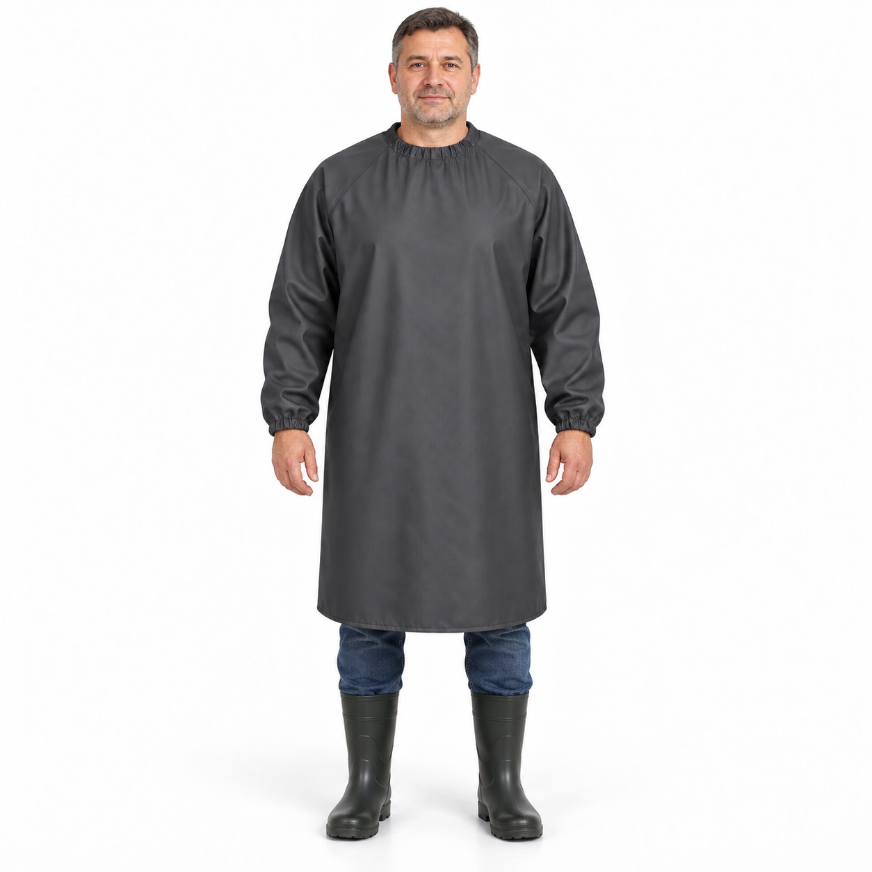 Фартук влагозащитный с рукавами без карманов (Oxford 900D PU 5000, Черный)