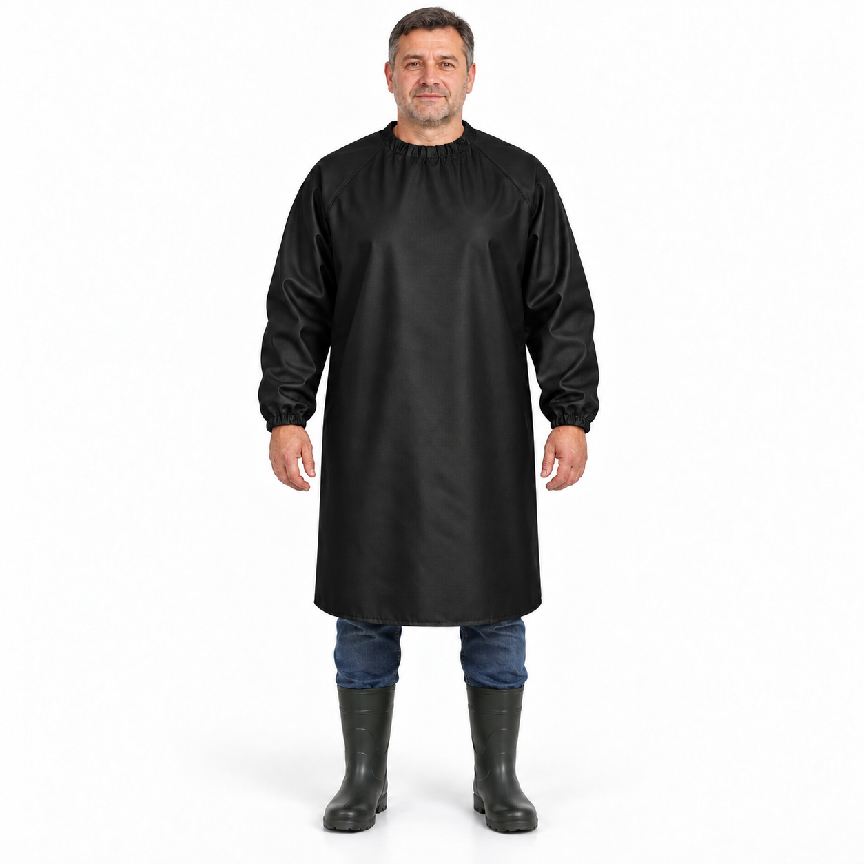 Фартук влагозащитный с рукавами без карманов (Oxford 900D PU 5000, Черный)